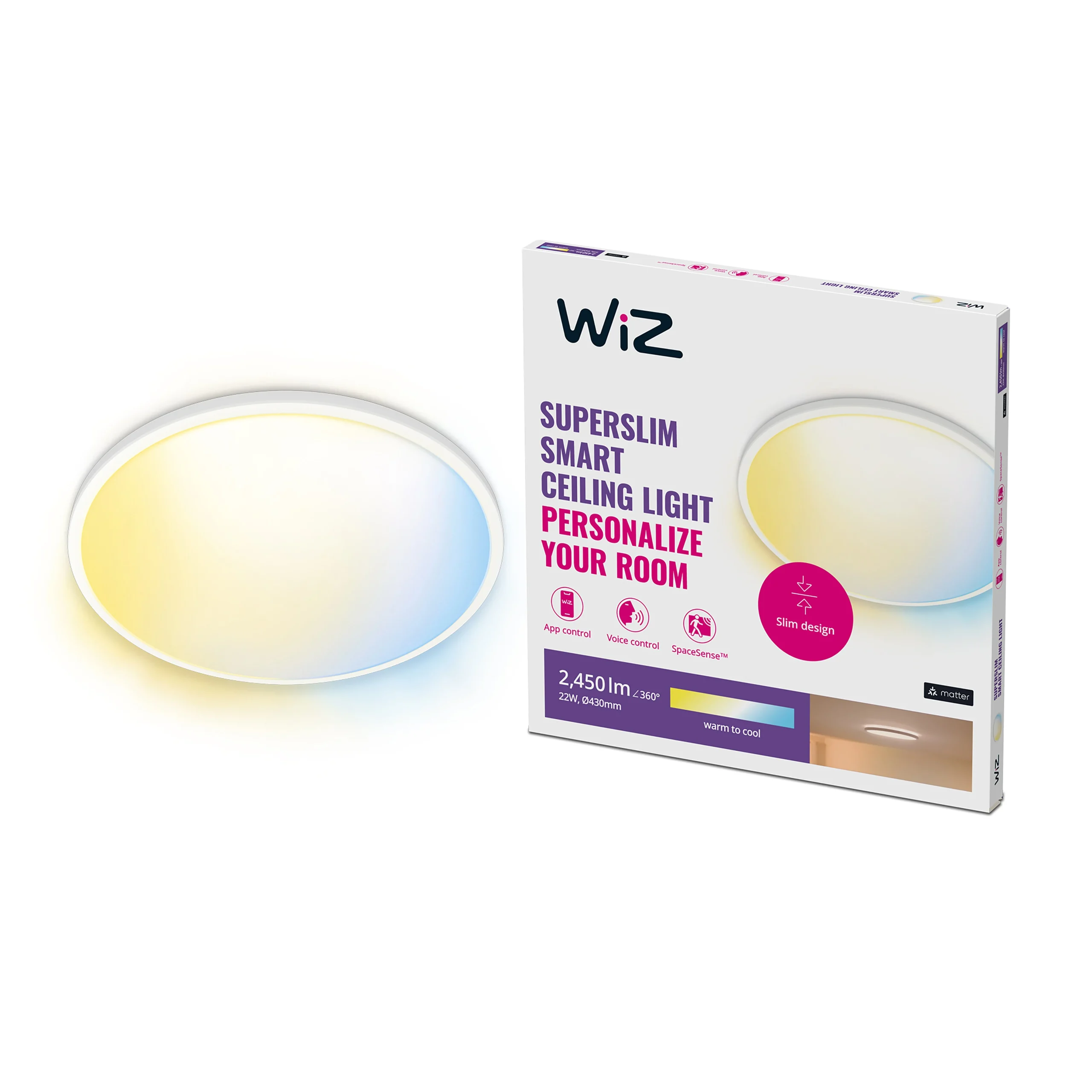 WiZ Plafón SuperSlim 22W 2450lm