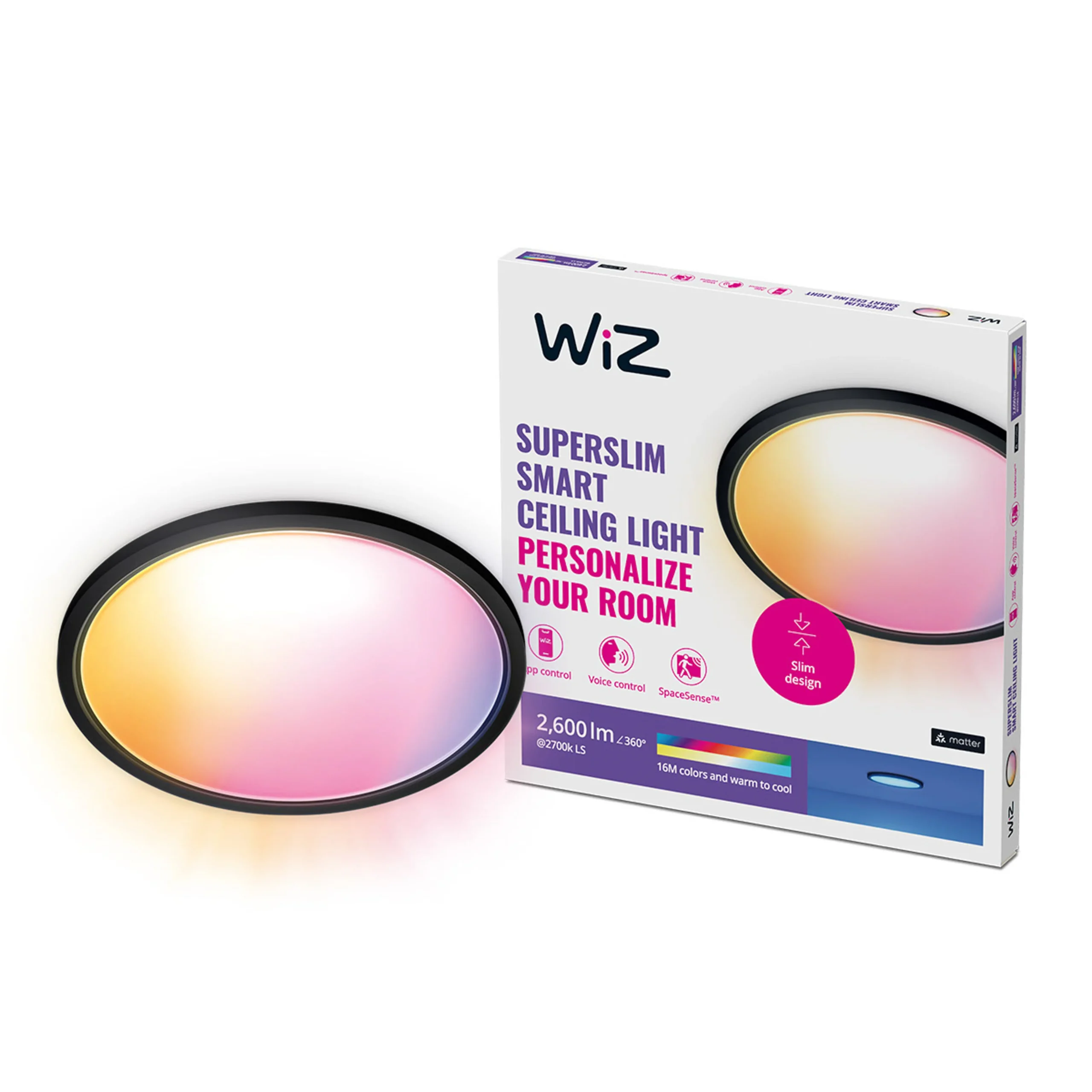 WiZ Plafón SuperSlim Negro 22W 2600lm 87201