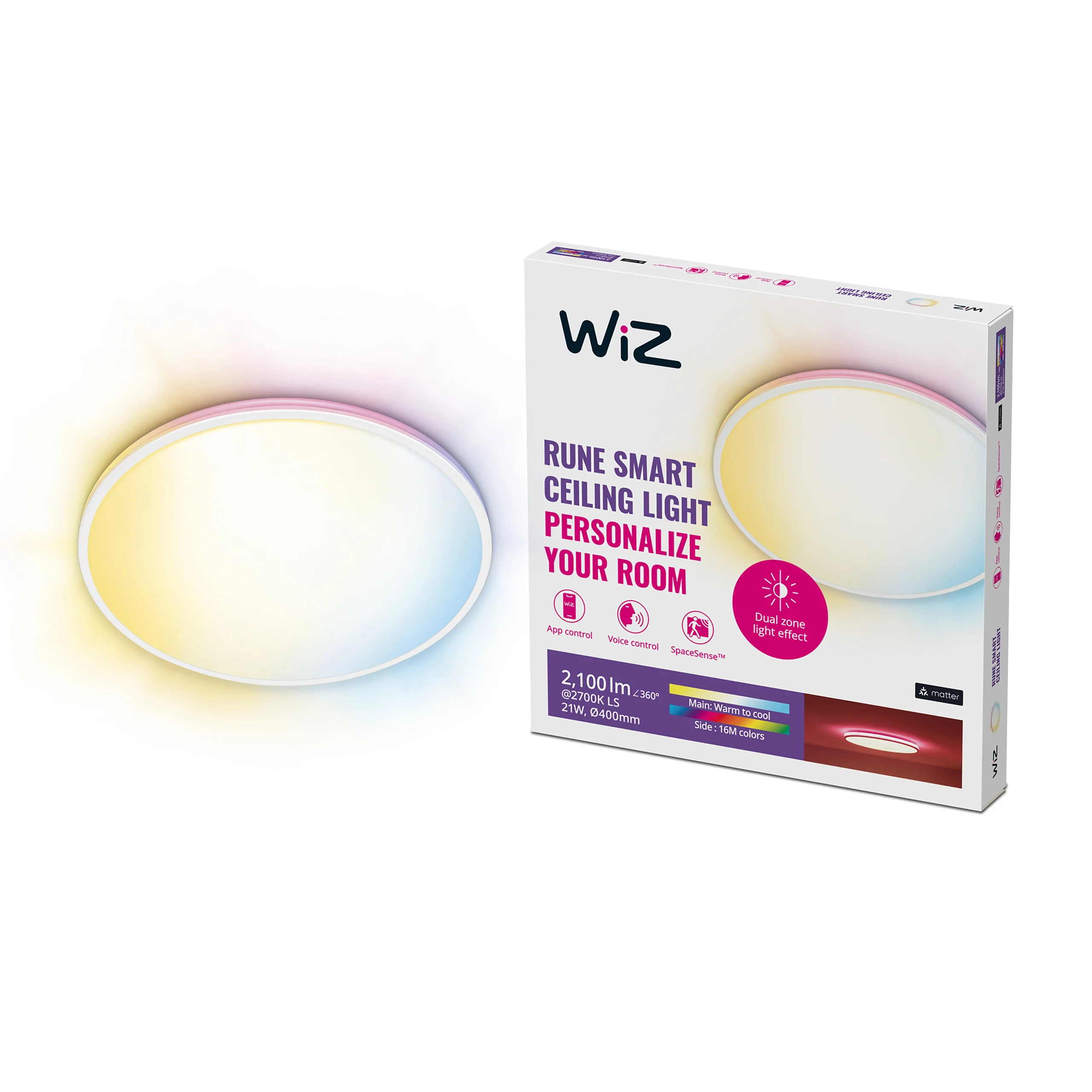 WiZ Plafón Rune 21W 2100lm