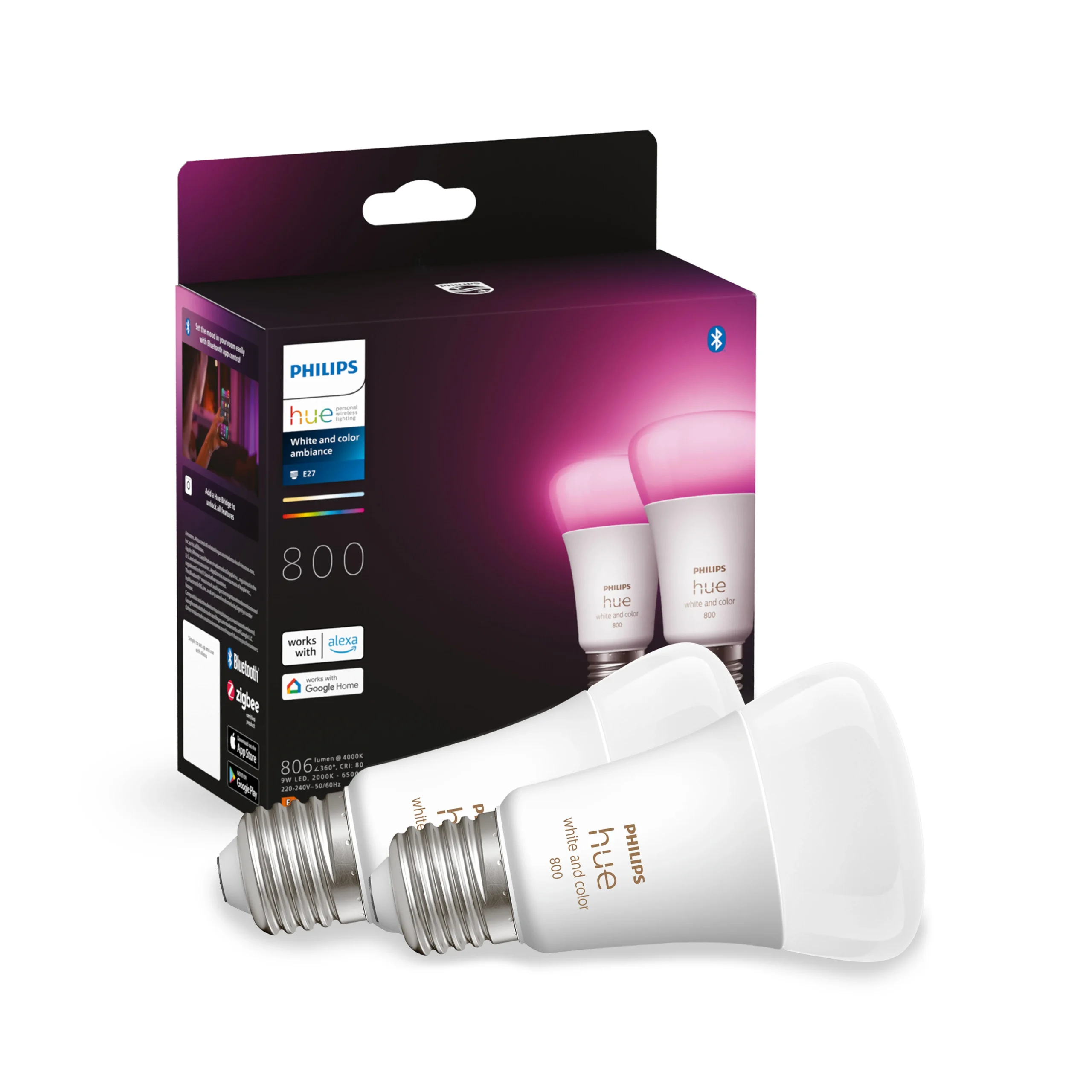 Philips Hue White and Color Ambiance Kit de inicio blanco RGBW E27 9W 806lm (2 uds)