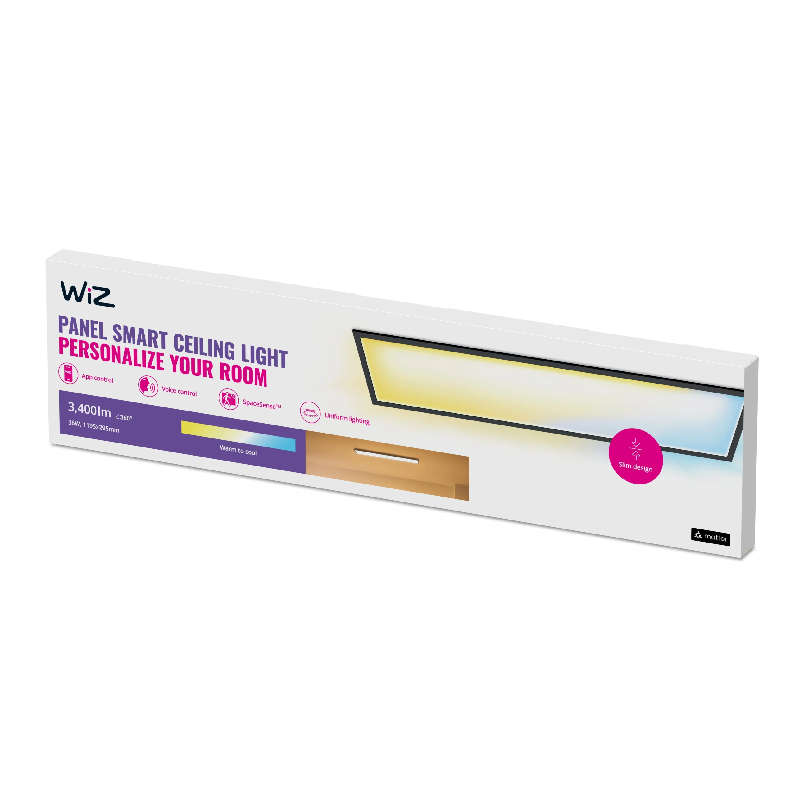 WiZ White Ambiance Plafón Negro Tunable White 36W 3400lm 01