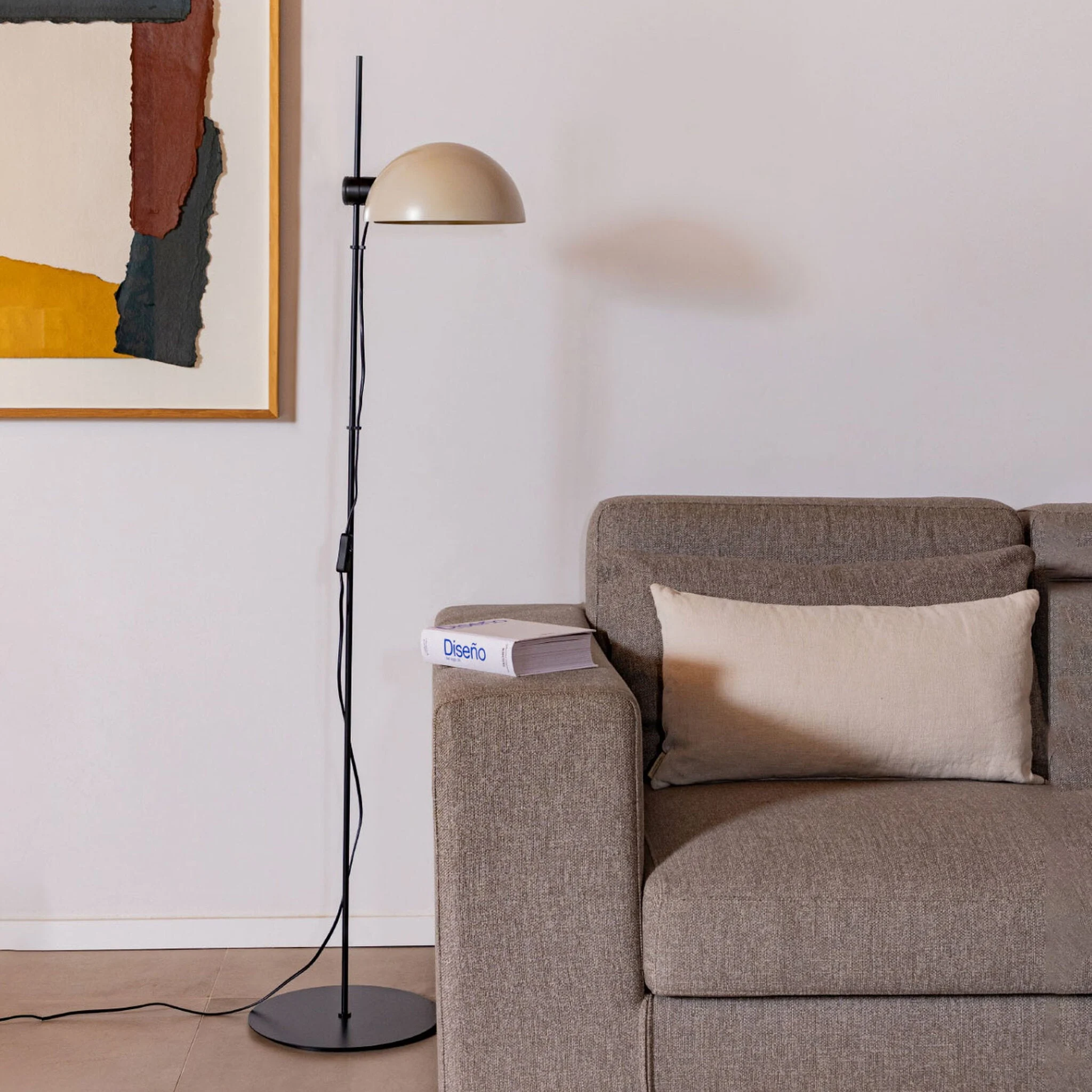Lámpara de pie salón Faro Dominica E27 LED beige 20034-122