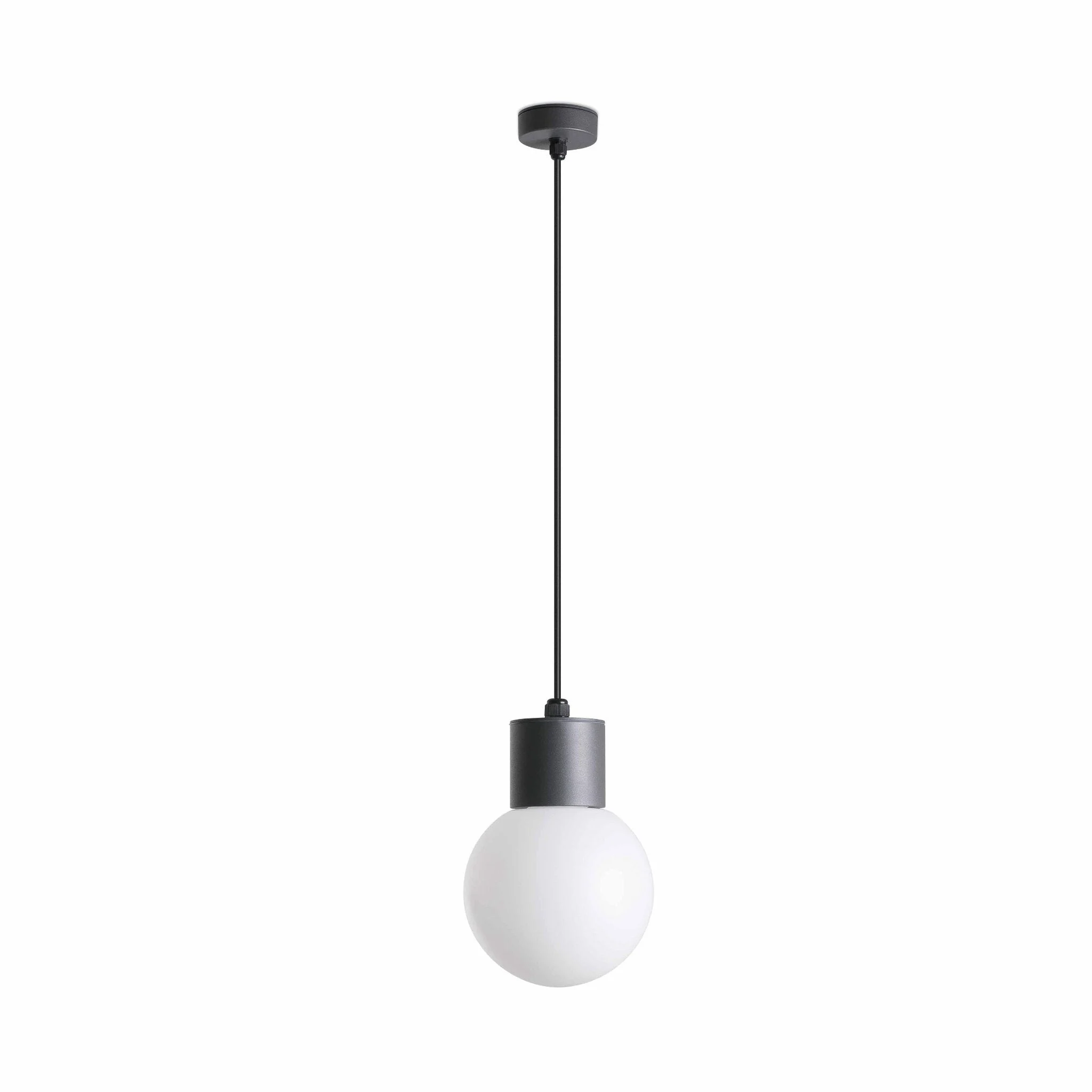 Lámpara colgante de exterior Faro Moon 159cm E27 LED gris oscuro IP44 opal 74427C-01