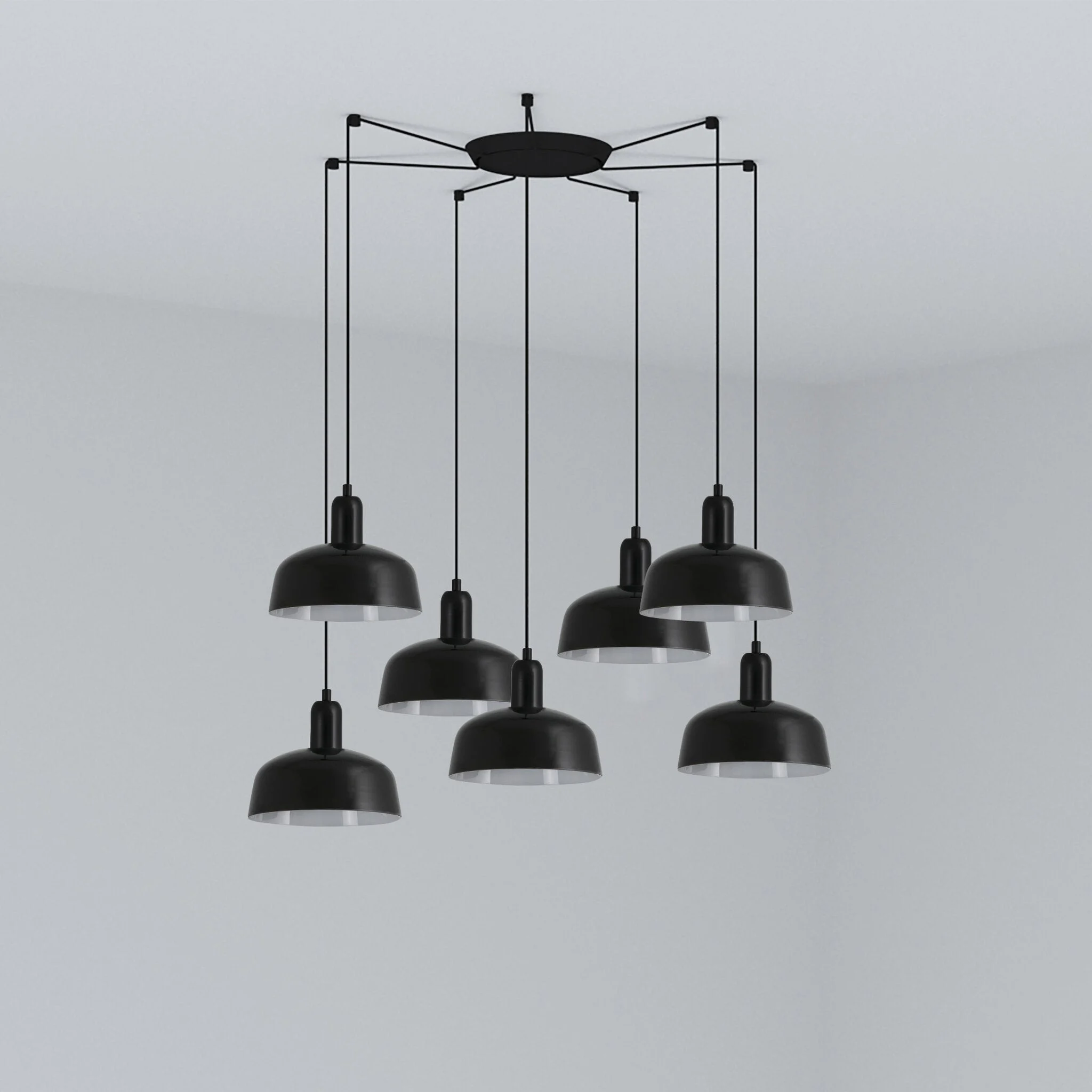 Lámpara de techo colgante Faro Tatawin 7 luces E27 LED negro 20340-117-7L