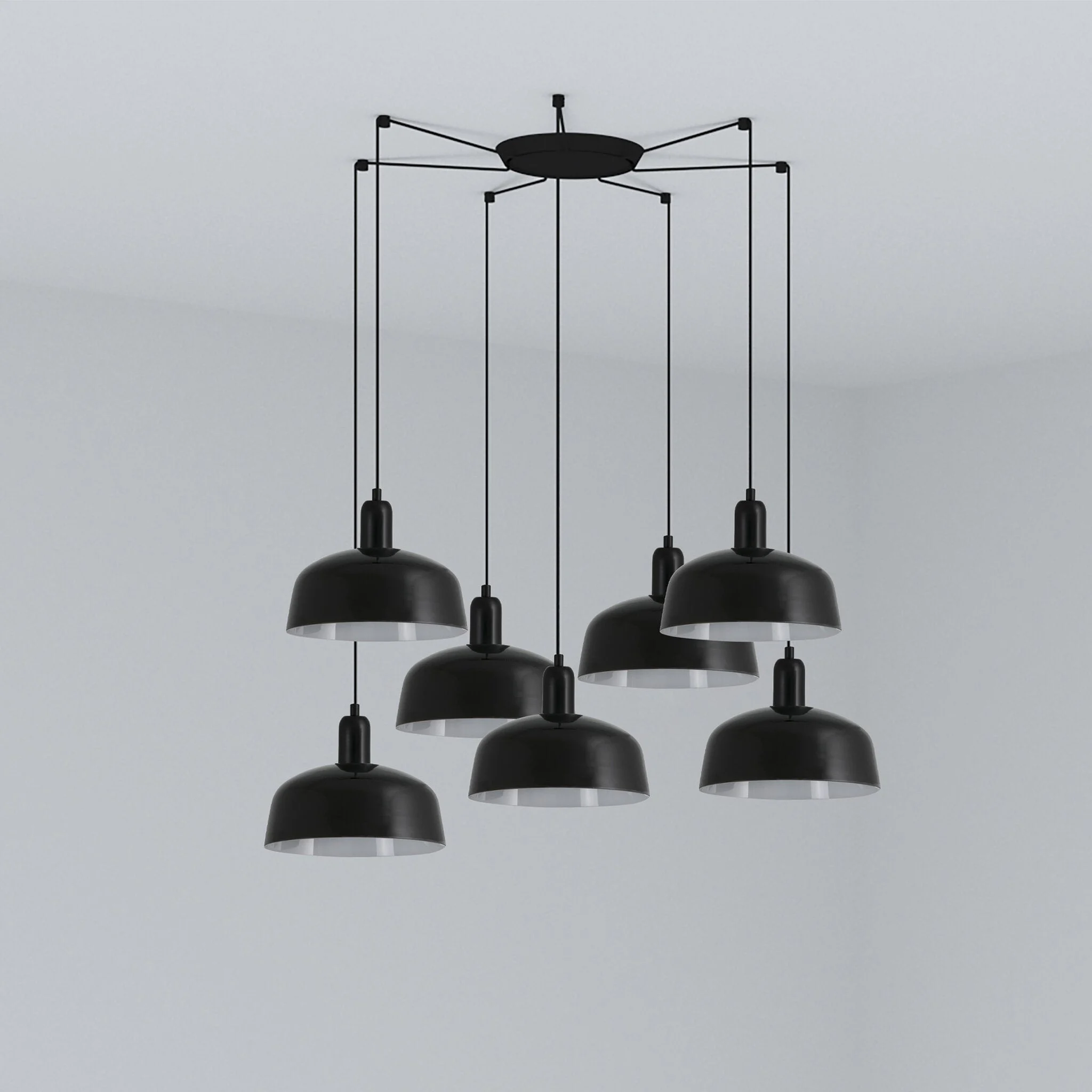 Lámpara de techo colgante Faro Tatawin 7 luces E27 LED negro 20340-120-7L