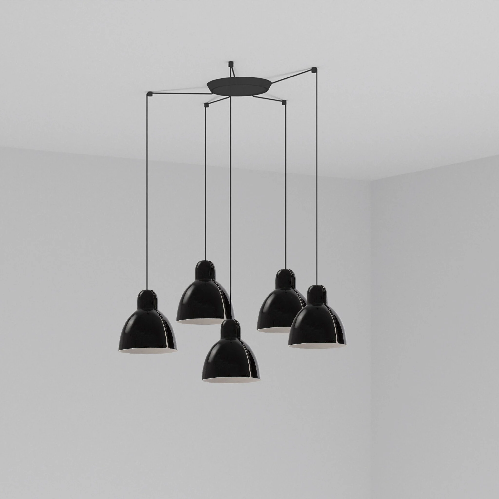 Lámpara de techo colgante Faro Venice 5 luces E27 LED negro brillo 64255-112-5L