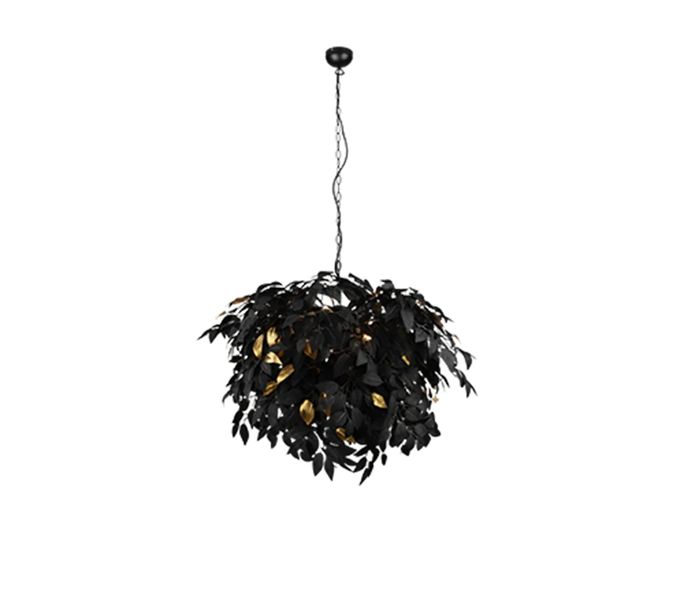 Lámpara Trio Leavy 4 luces negro mate Ø70cm R