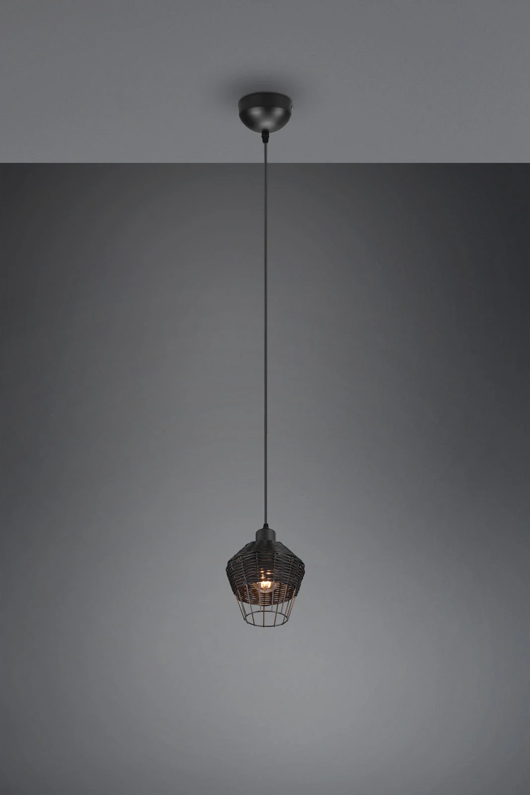 Trio Borka Lámpara de techo colgante malla de rattan negro R31261002