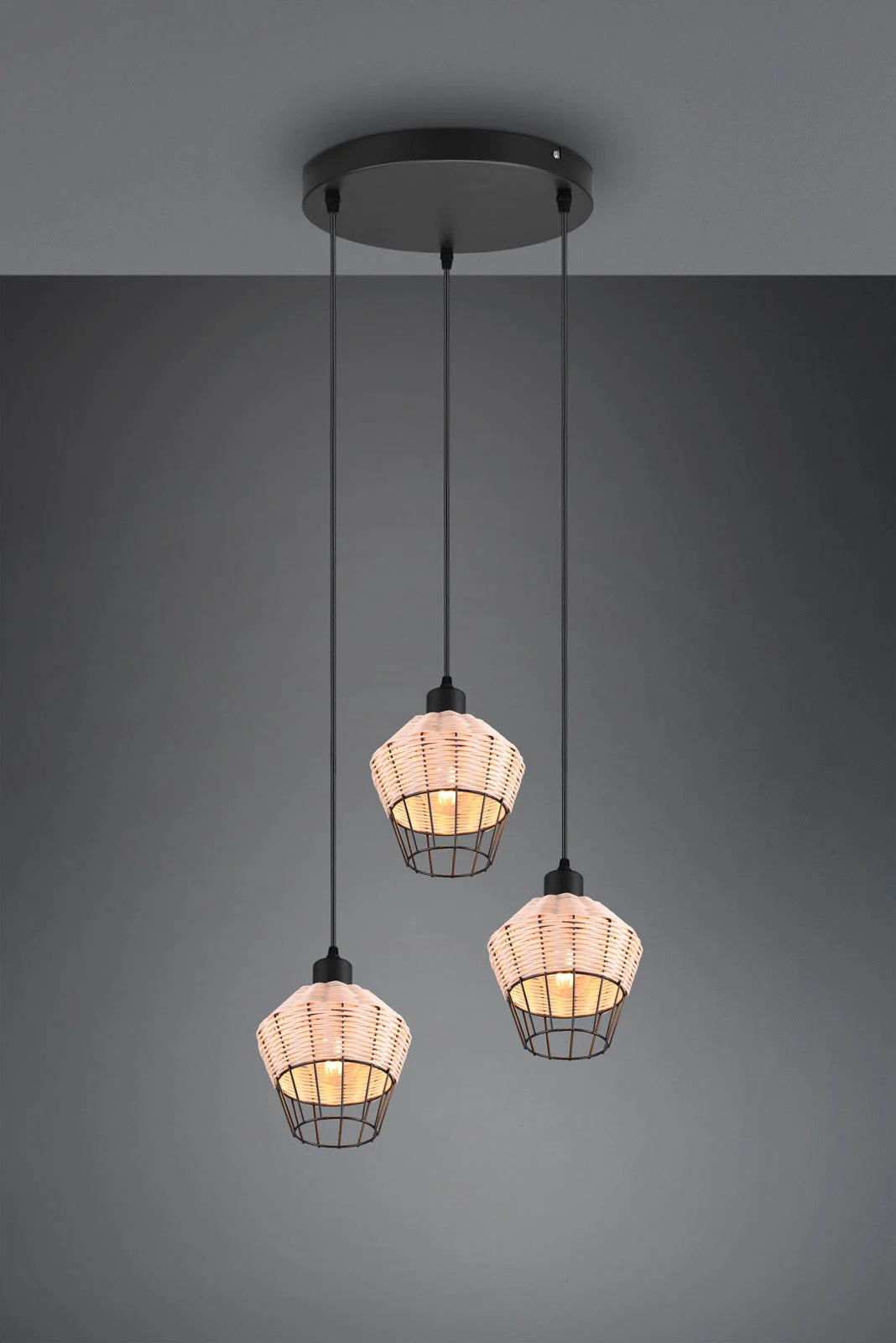 Trio Borka Lámpara de techo colgante malla de rattan acabado natural R31263336