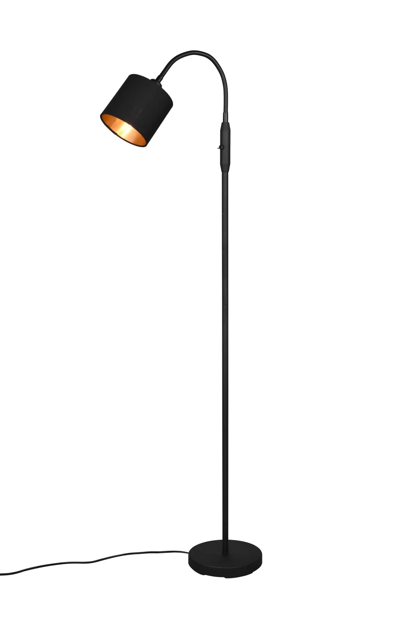 Lámpara de pie Trio Tommy negro mate y dorado 130cm R