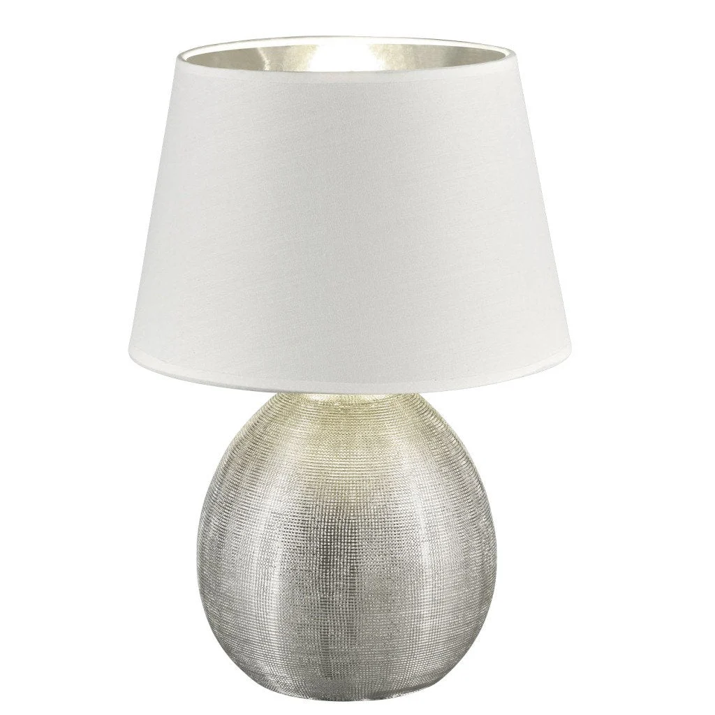 Lámpara de sobremesa Trio Luxor cerámica plata 35cm R