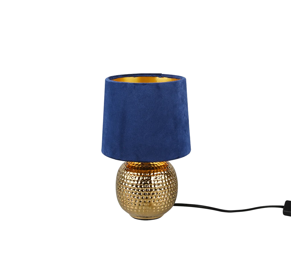 Lámpara de sobremesa Trio Sophia cerámica dorado y azul R
