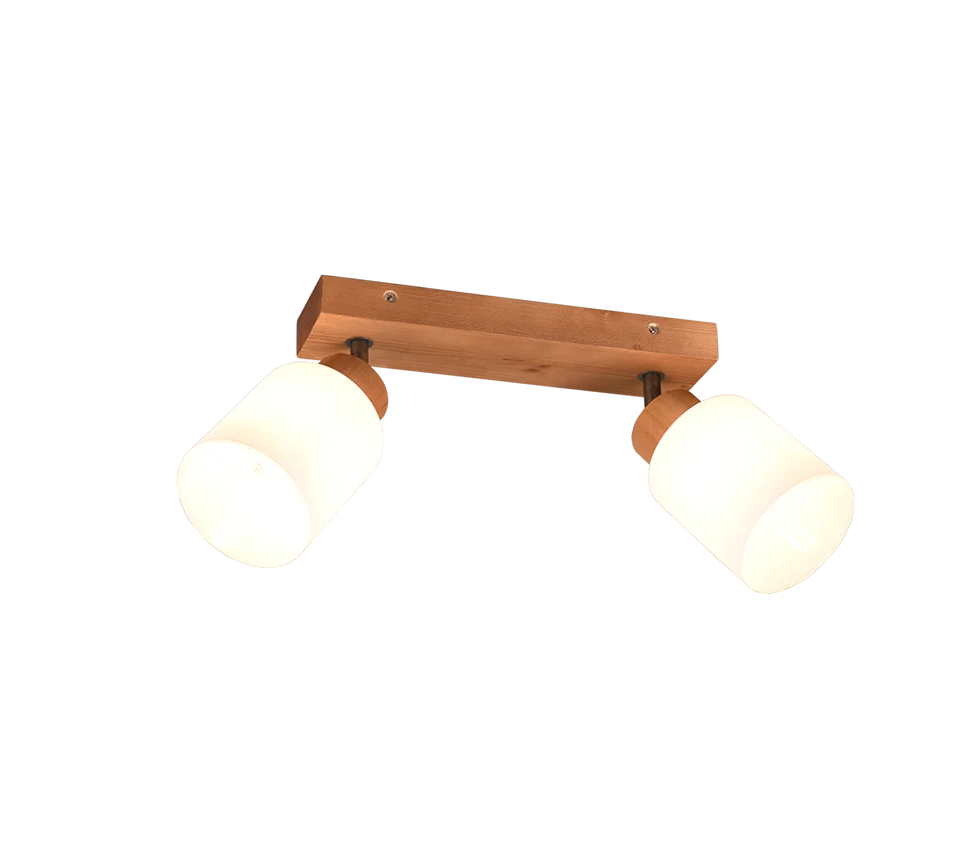 Foco Trio Assam 2 luces madera natural R