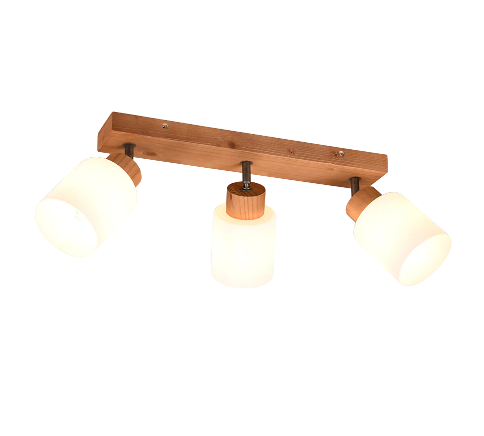 Foco Trio Assam 3 luces madera natural 45cm R