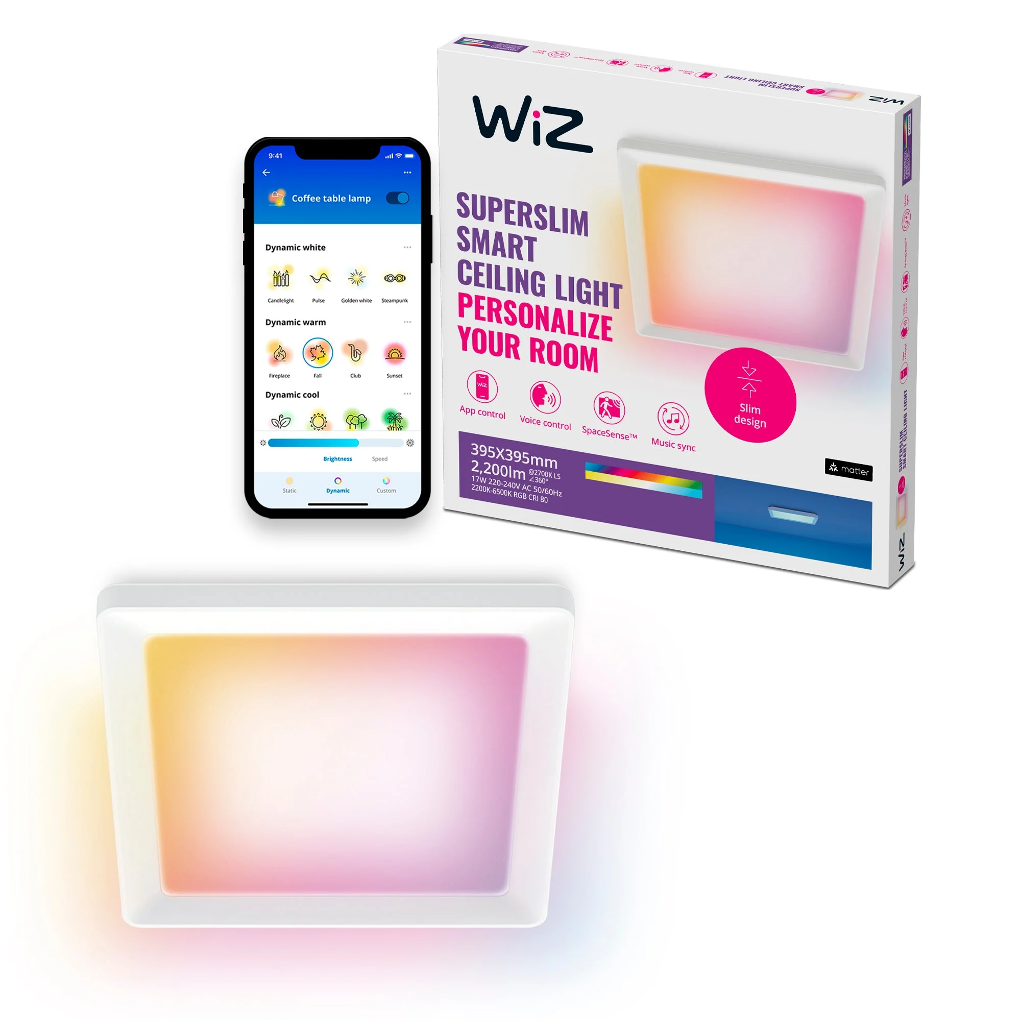 WiZ White and Color Ambiance Plafón RGBW 17W 1600lm 01