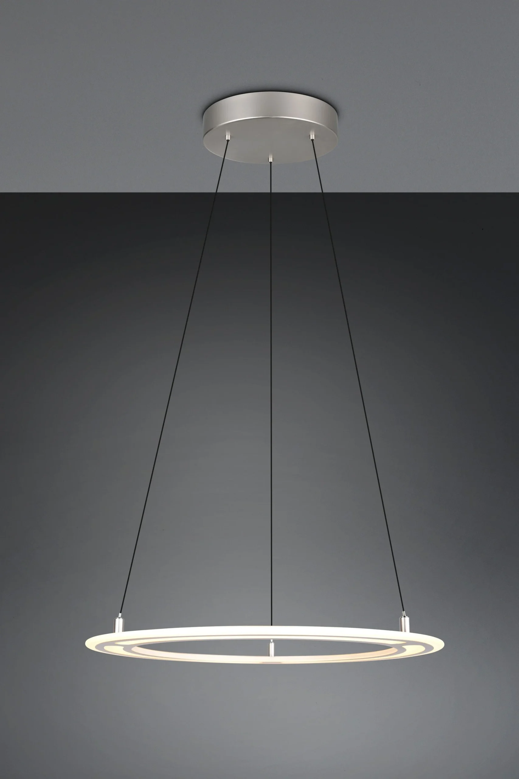 Lámpara colgante Trio Cromer níquel mate Ø72,5cm 2700-6500K regulable 21W 332910107