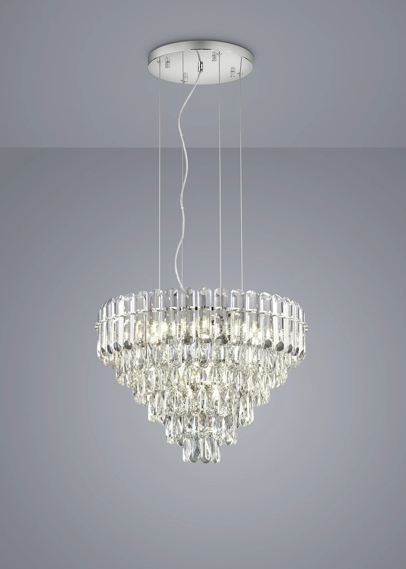 Lámpara colgante Trio Malizia E14 cromo Ø58cm 40W 367601206
