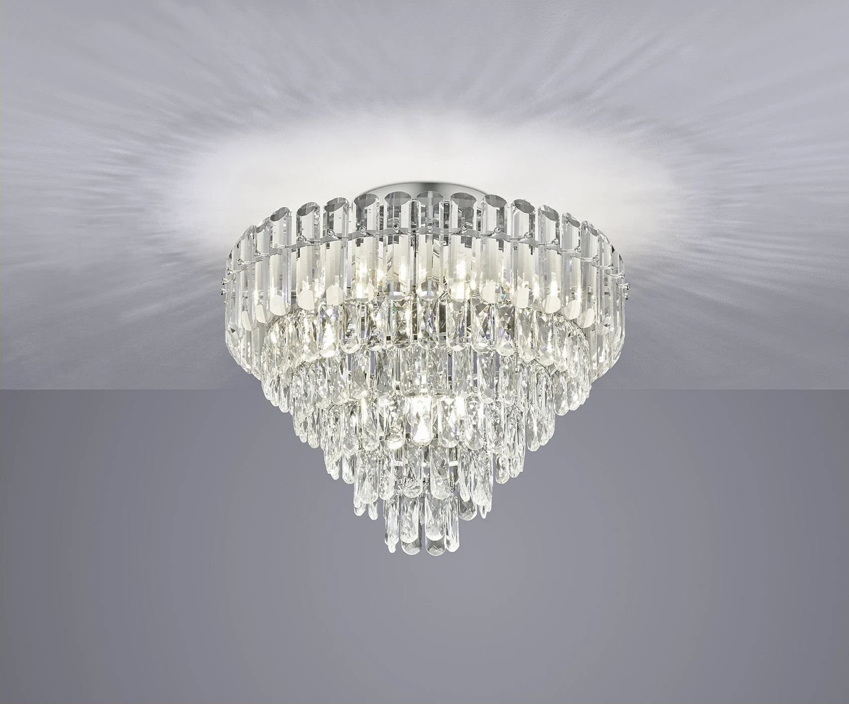 Plafón de techo Trio Malizia E14 cromo Ø58cm 40W 667601206