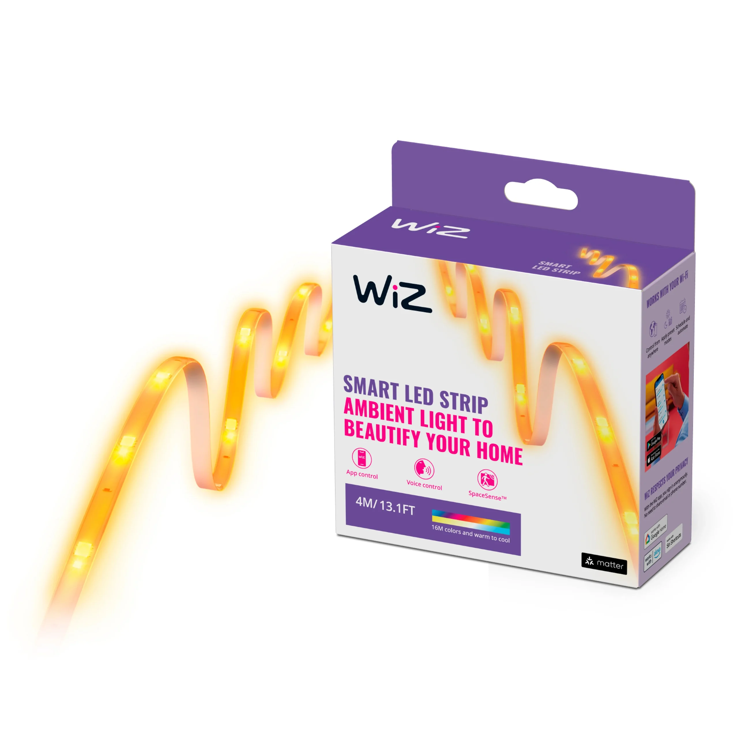 WiZ White and Color Ambiance Tira LED RGBW 13W 840lm