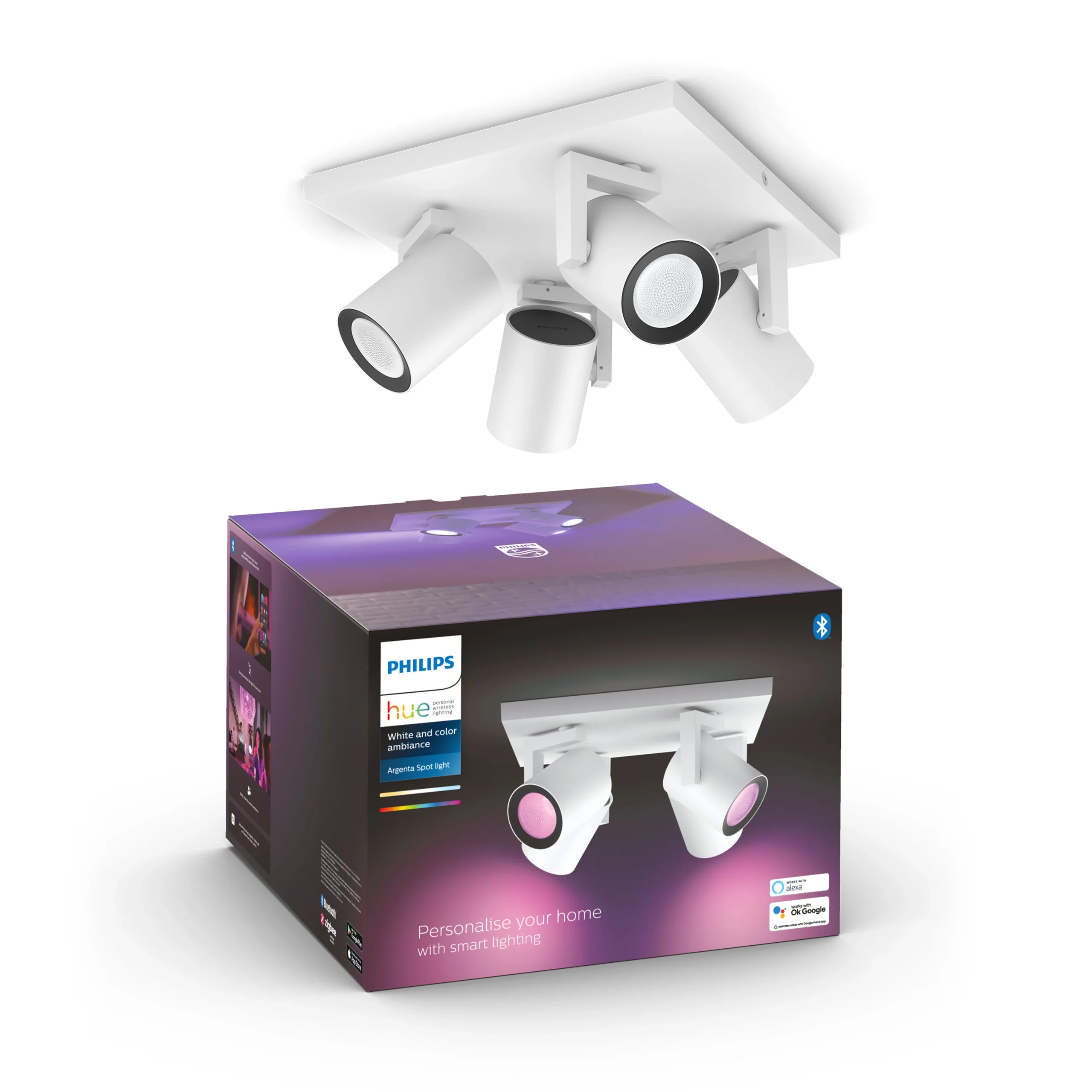 Philips Hue White and Color Ambiance Foco 4 luces Argenta blanco RGBW 6W 5062431P7 350lm
