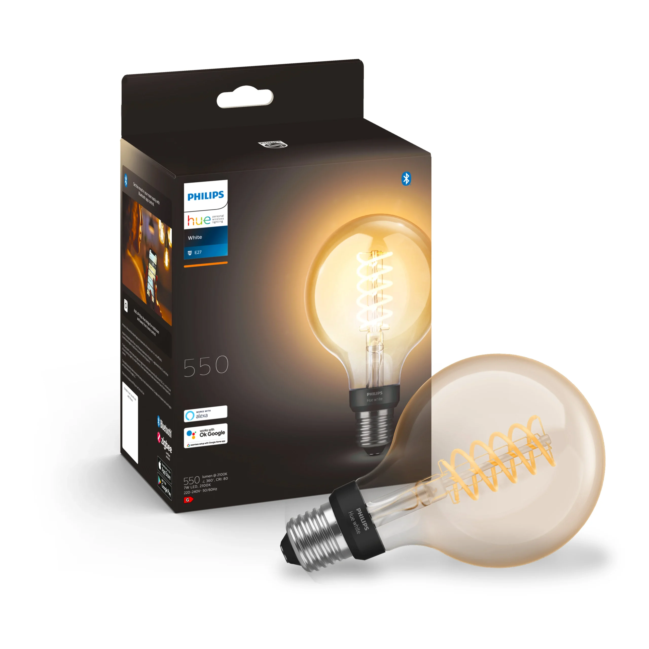 Philips Hue White Bombilla globo filament White E27 7W 550lm 87186
