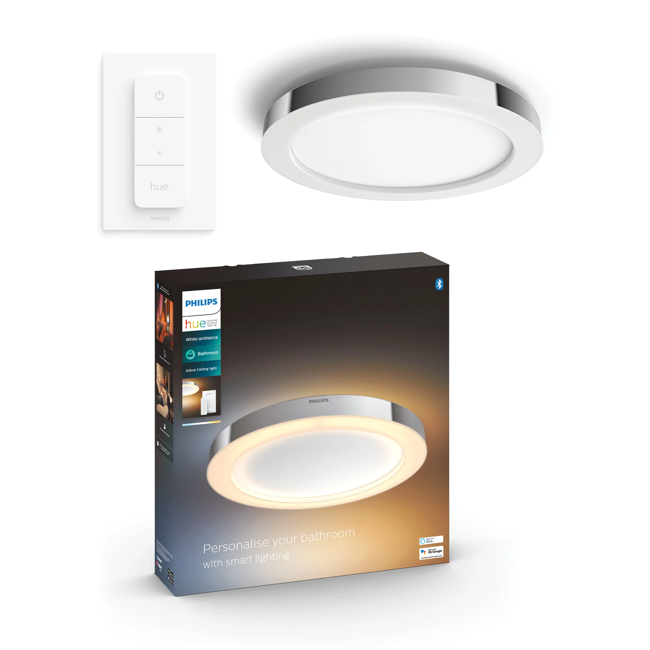 Philips Hue Plafón Adore plata White Ambiance 25W 6500K IP44 2900lm
