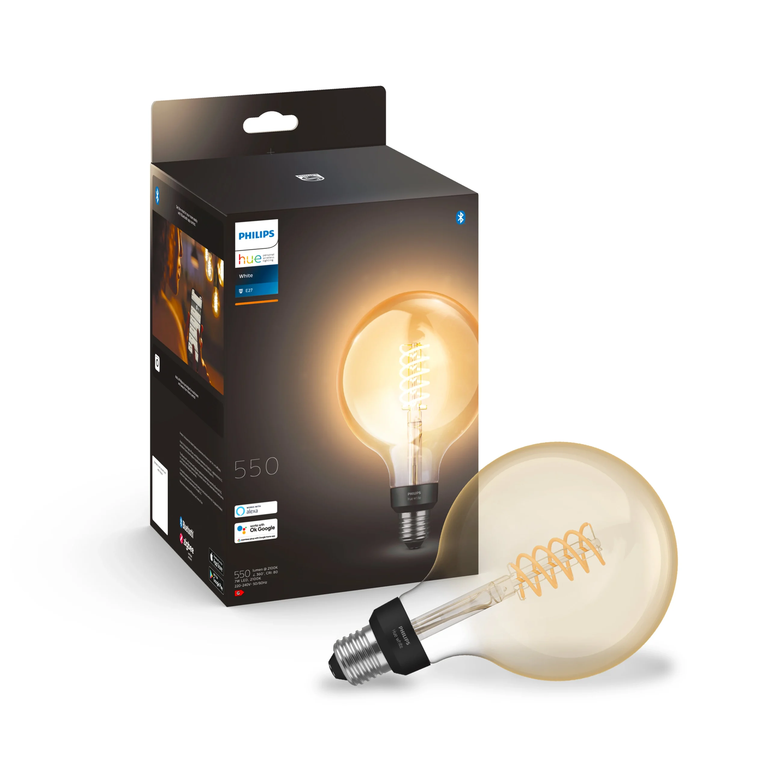 Philips Hue White Bombilla globo filament White E27 7W 550lm 87195