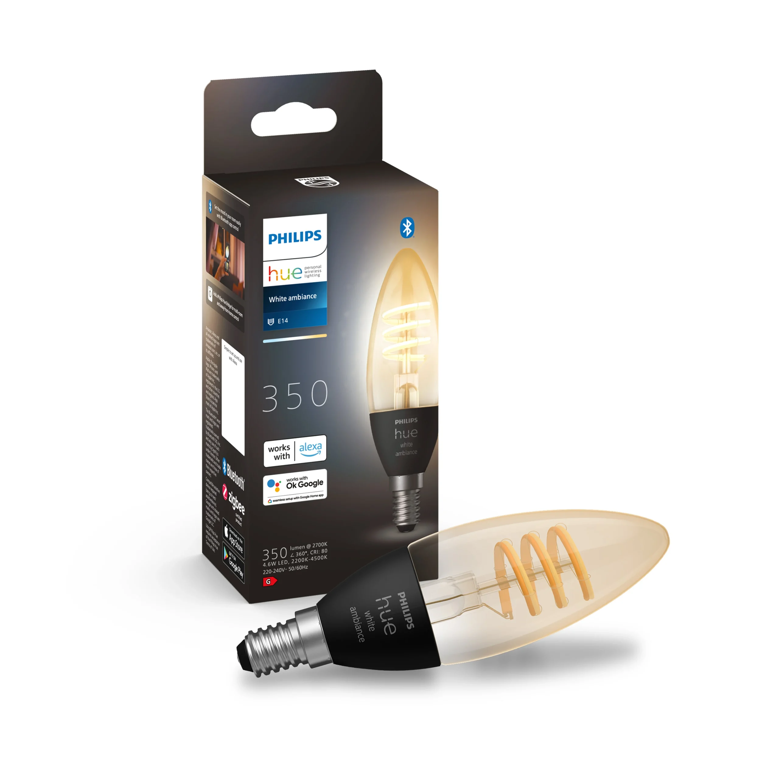 Philips Hue Bombilla vela ámbar White Ambiance E14 5W 871951441180700 350lm