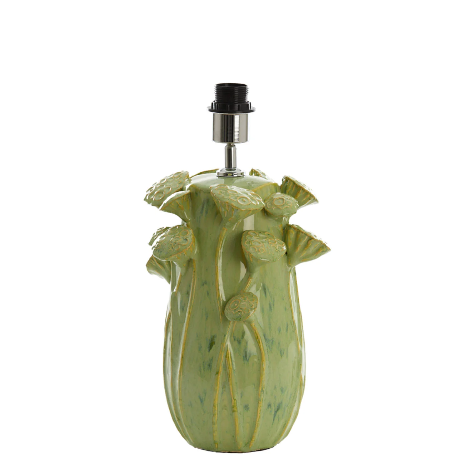 Base de lámpara cerámica verde con motivo de flores Light & Living Lavci