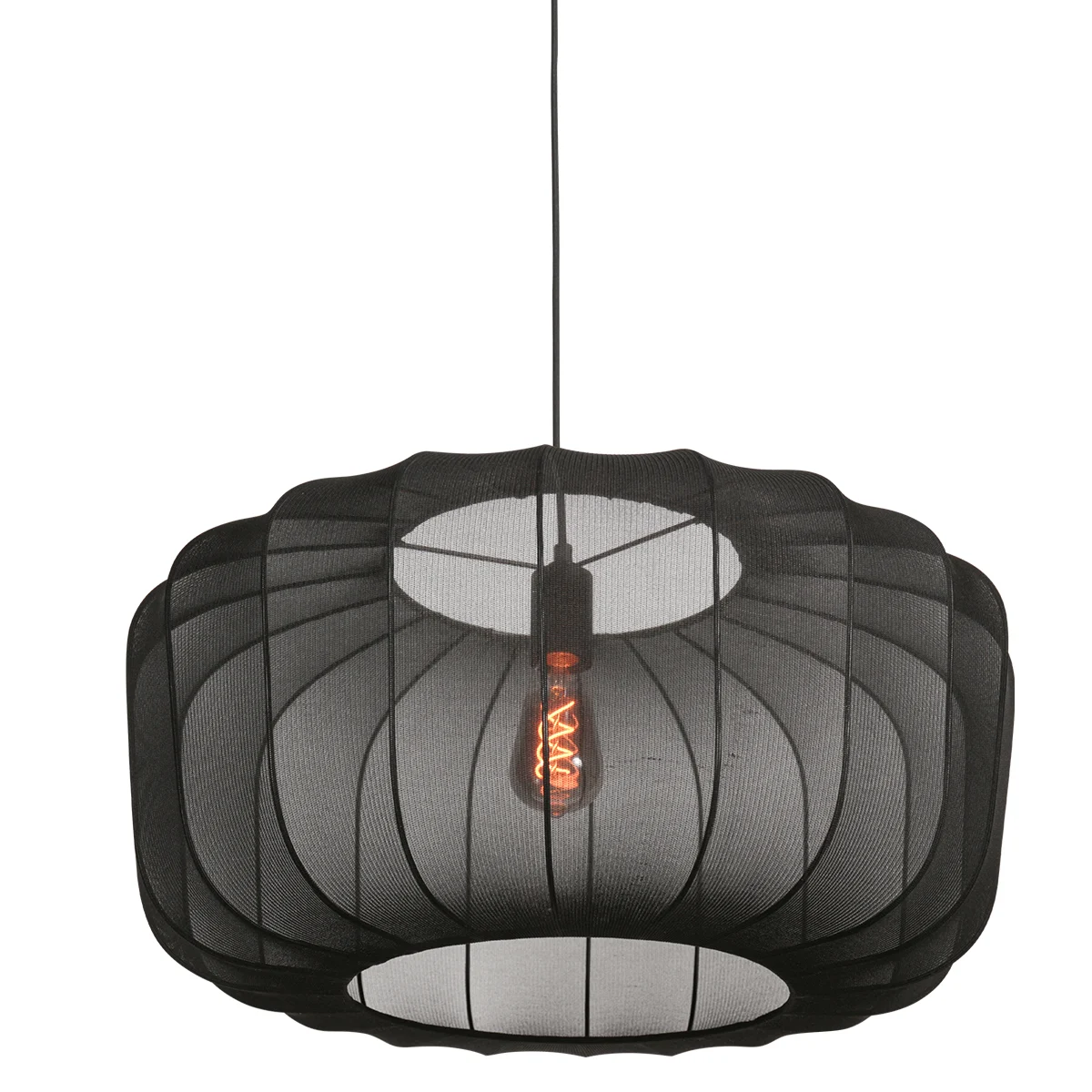 Lámpara colgante japandi negra de textil Anne Lighting Sable