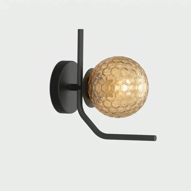 Lámpara de pared aplique ACB Maui negro mate tulipa ámbar Ø18cm LED E27