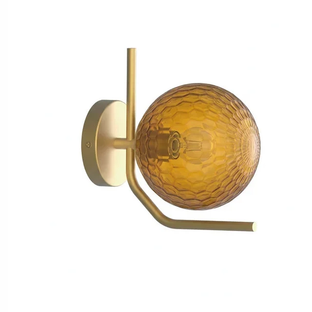 Lámpara de pared aplique ACB Maui oro viejo mate tulipa ámbar Ø18cm LED E27