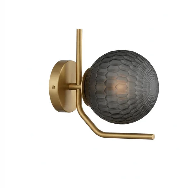 Lámpara de pared aplique ACB Maui oro viejo mate tulipa fumé Ø18cm LED E27