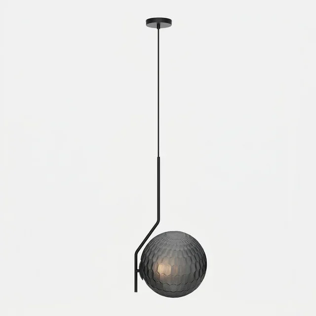 Lámpara de techo colgante ACB Maui negro mate tulipa fumé Ø18cm LED E27