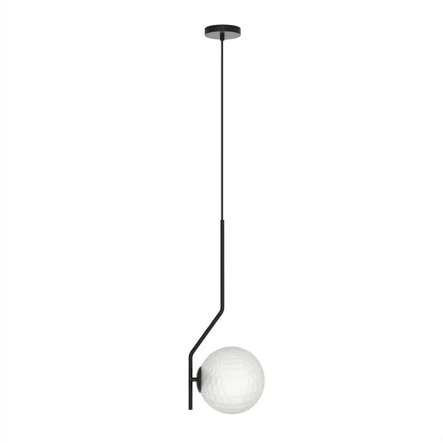 Lámpara de techo colgante ACB Maui negro mate tulipa opal arenado Ø18cm LED E27