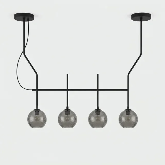 Lámpara de techo colgante ACB Maui 4 luces negro mate tulipas fumé Ø18cm LED E27