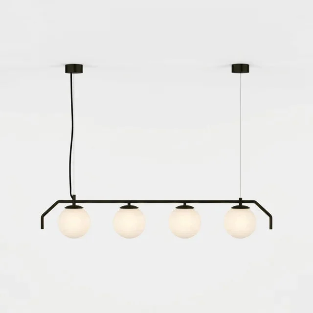 Lámpara de techo colgante ACB Maui 4 luces negro mate tulipas opal arenado Ø18cm LED E27