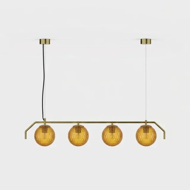 Lámpara de techo colgante ACB Maui 4 luces oro viejo mate tulipas ámbar Ø18cm LED E27