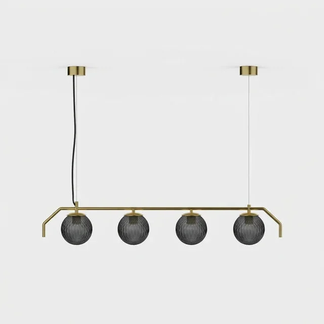Lámpara de techo colgante ACB Maui 4 luces oro viejo mate tulipas fumé Ø18cm LED E27
