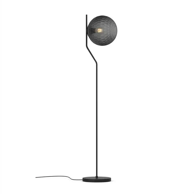 Lámpara de pie ACB Maui negro mate tulipa fumé Ø18cm LED E27