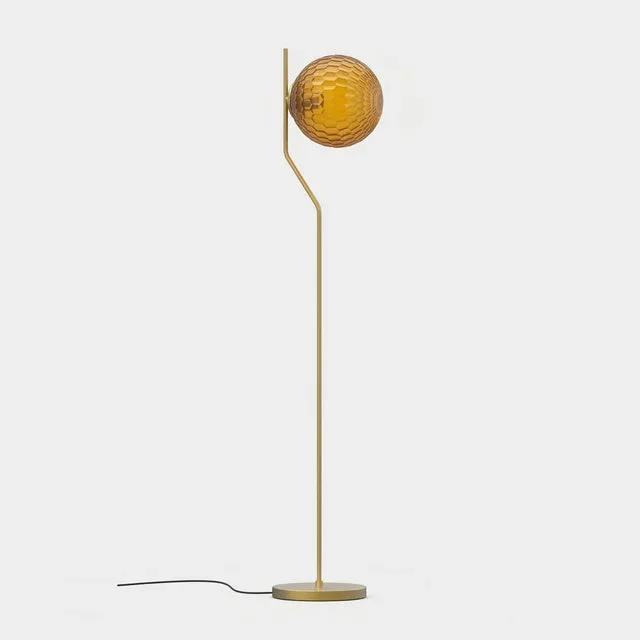 Lámpara de pie ACB Maui oro viejo mate tulipa ámbar Ø18cm LED E27