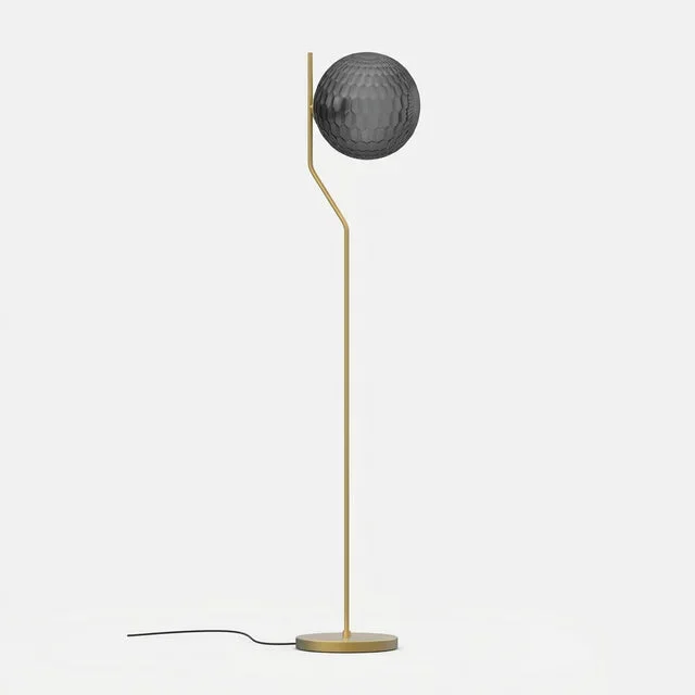 Lámpara de pie ACB Maui oro viejo mate tulipa fumé Ø18cm LED E27