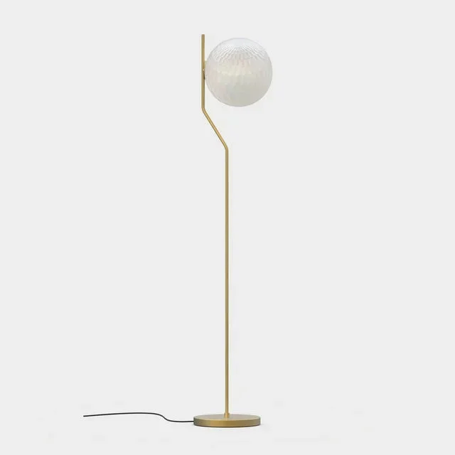 Lámpara de pie ACB Maui oro viejo mate tulipa opal arenado Ø18cm LED E27