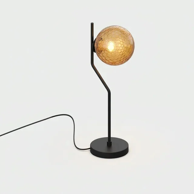 Lámpara de mesa ACB Maui negro mate tulipa ámbar Ø18cm LED E27