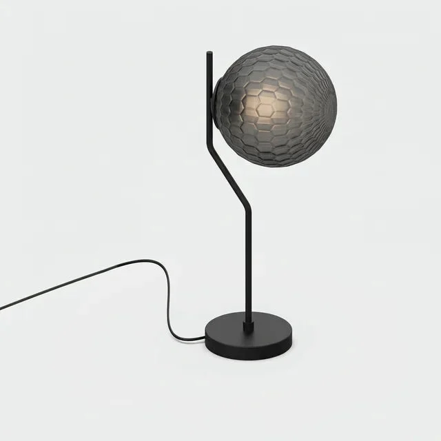 Lámpara de mesa ACB Maui negro mate tulipa fumé Ø18cm LED E27