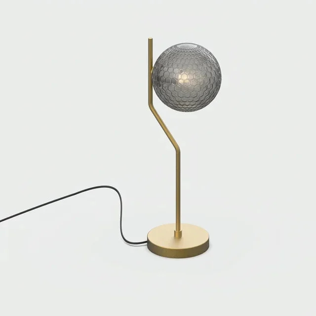 Lámpara de mesa ACB Maui oro viejo mate tulipa fumé Ø18cm LED E27