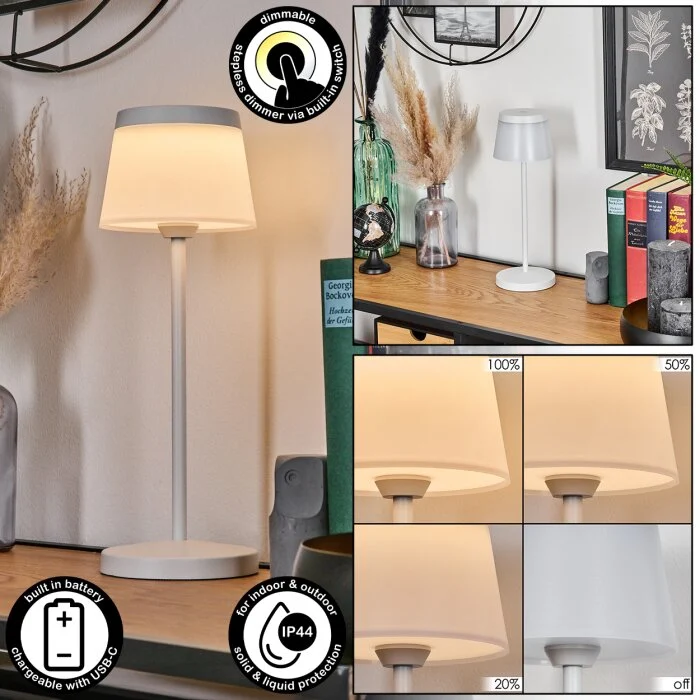 Algeraz Lámpara de mesa de exterior, Lámparas de mesa Blanca, 1 luz