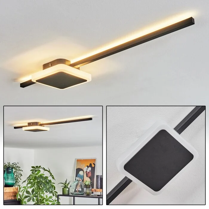 Amdal Lámpara de Techo LED Negro, Blanca, 2 luces