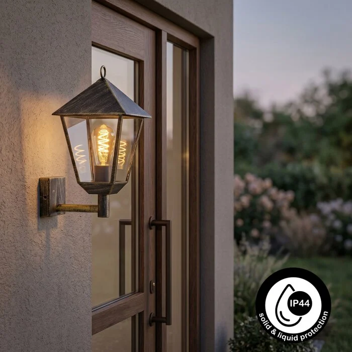 Anfei Aplique de exterior Marrón, dorado, 1 luz