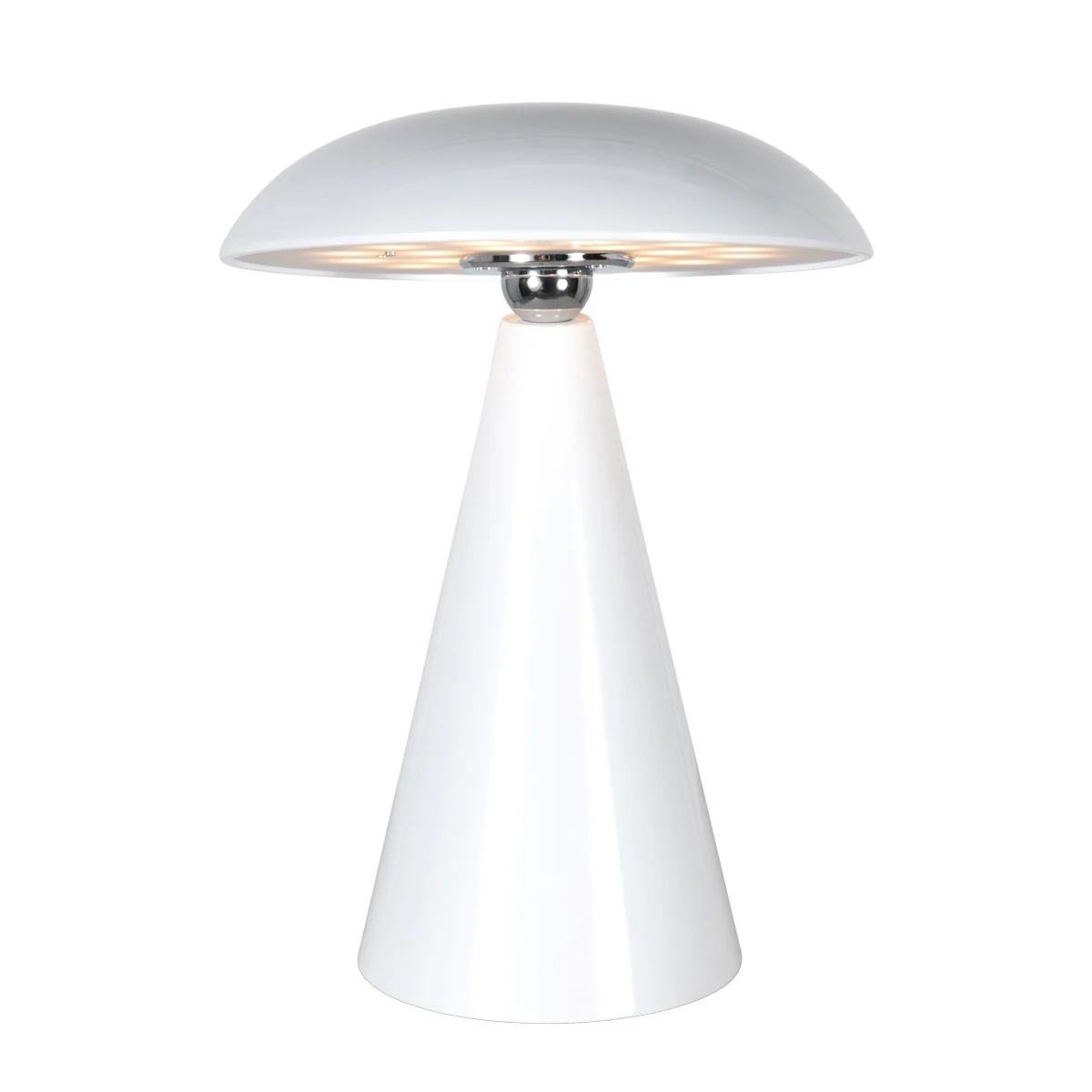 Lámpara de mesa recargable blanca hongo con dimmer táctil Anne Lighting Mush